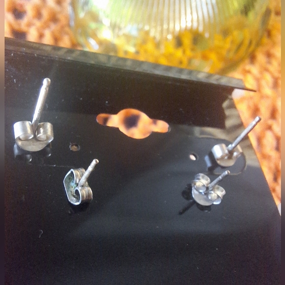 Native American Sterling 925 Silver Signed Earrings Set of 2 Turquoise Stones - Picture 4 of 8